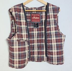 Indian Motorcycle Plaid Sleeveless Jacket Liner Only Zip In Sz M